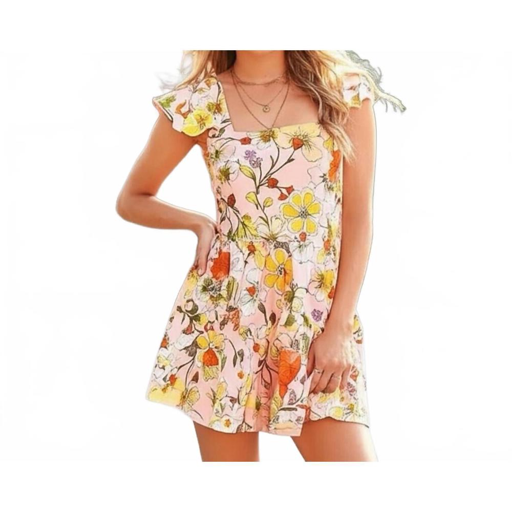 NEW B.O.G. COLLECTIVE floral ruffle mini dress in blush pink